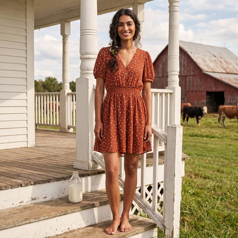 Madewell Rust Polka Dot Mini Dress
